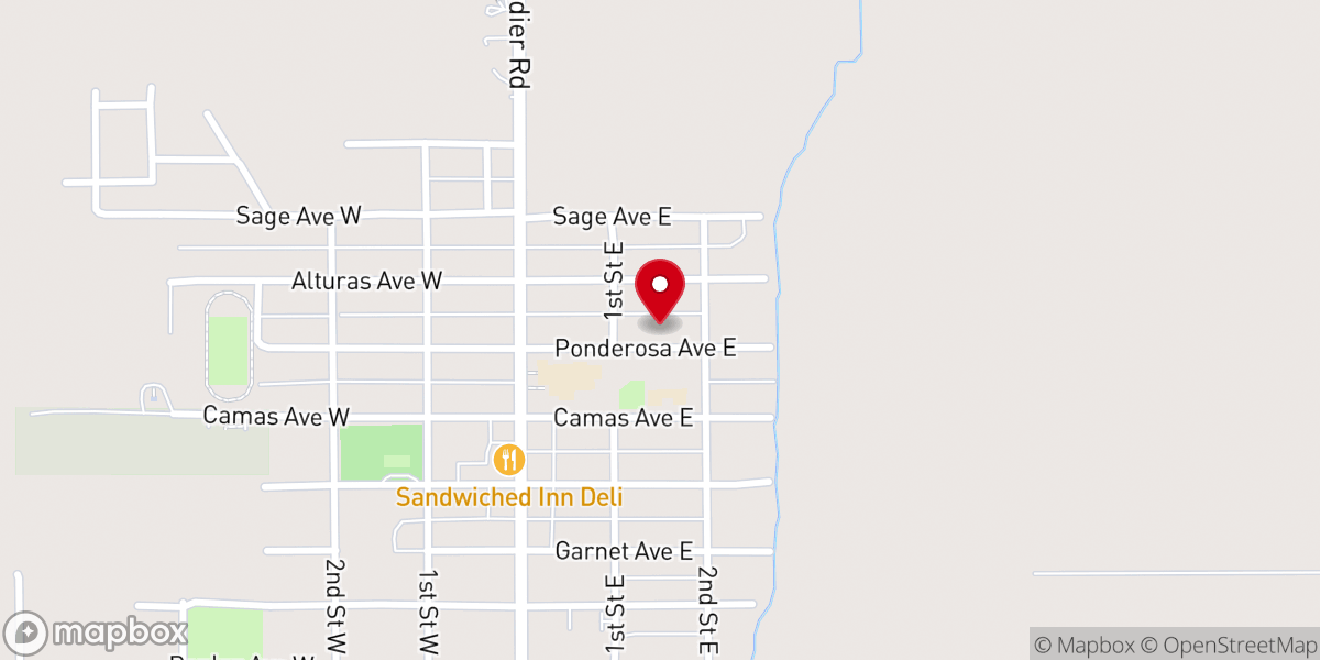 Map showing location of Camas County Mobile Pantry - Fairfield - Food Distribution Center