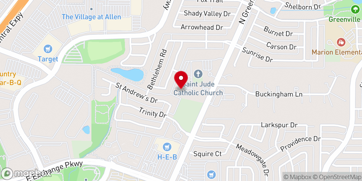 Map showing location of Allen Ministerial Alliance Food Pantry