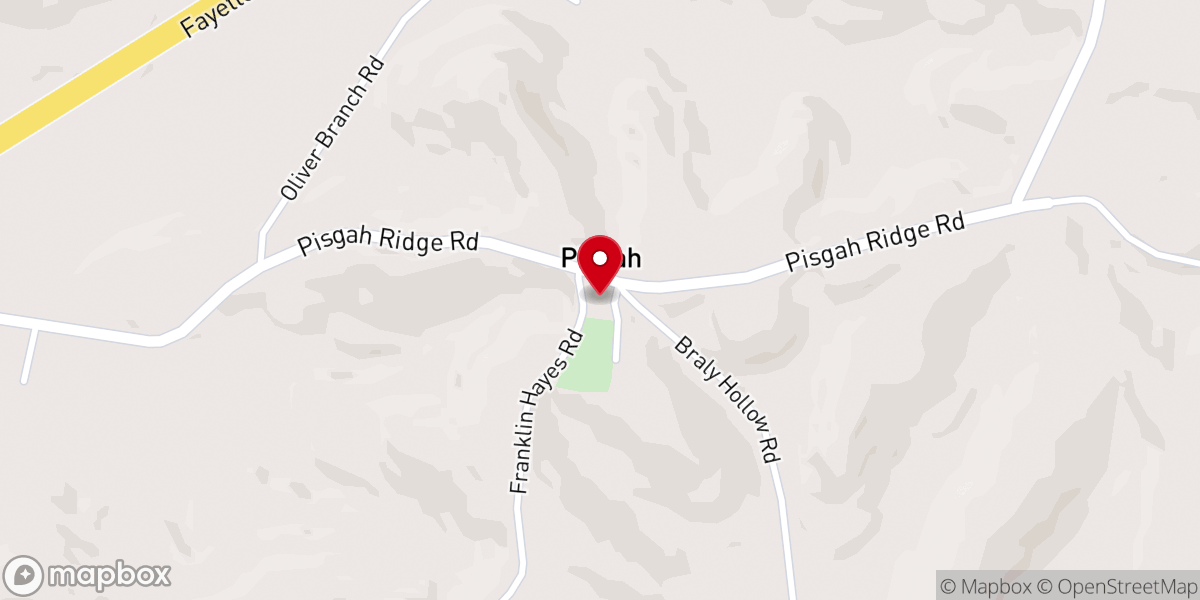 Map showing location of Pisgah Methodist Church
