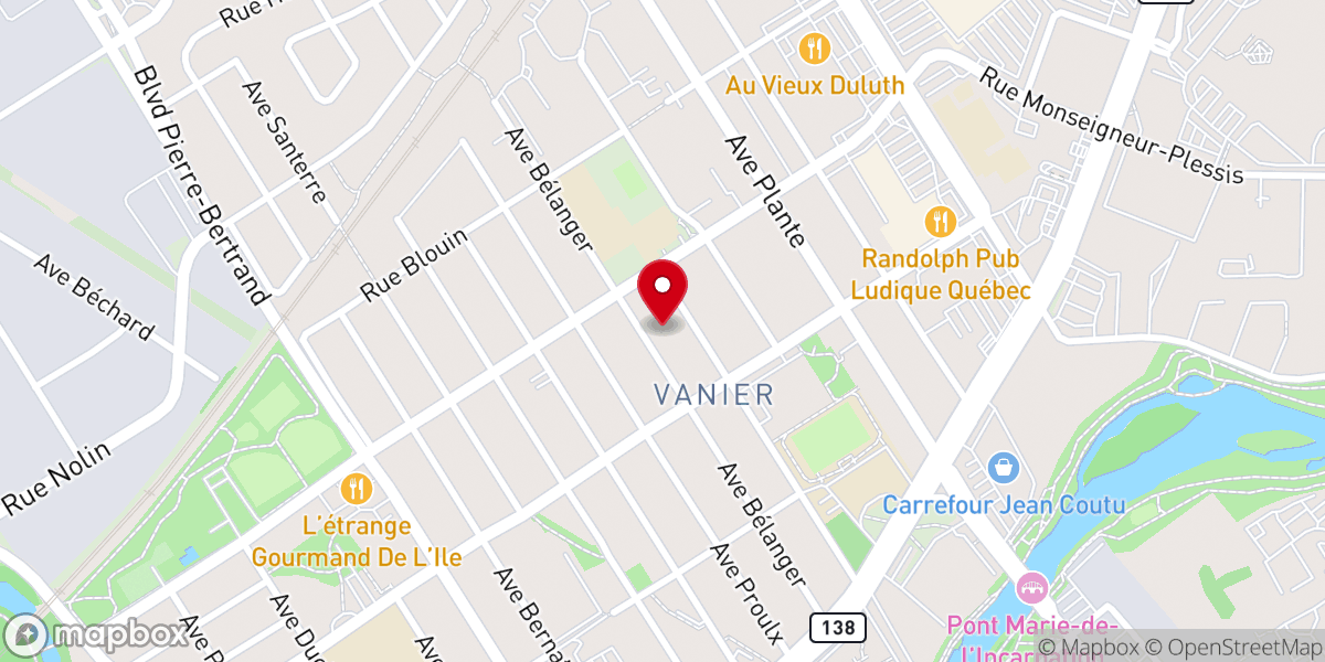 Map showing location of Notre-Dame-de-Recouvrance Church (Vanier)