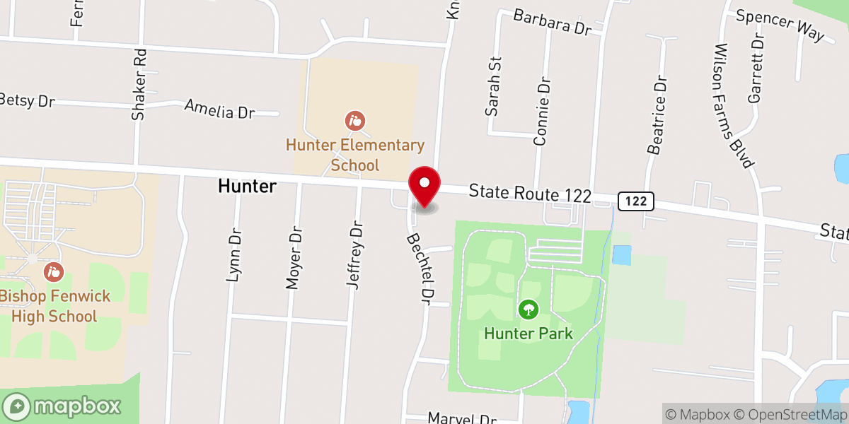 Map showing location of Eastview Baptist Church