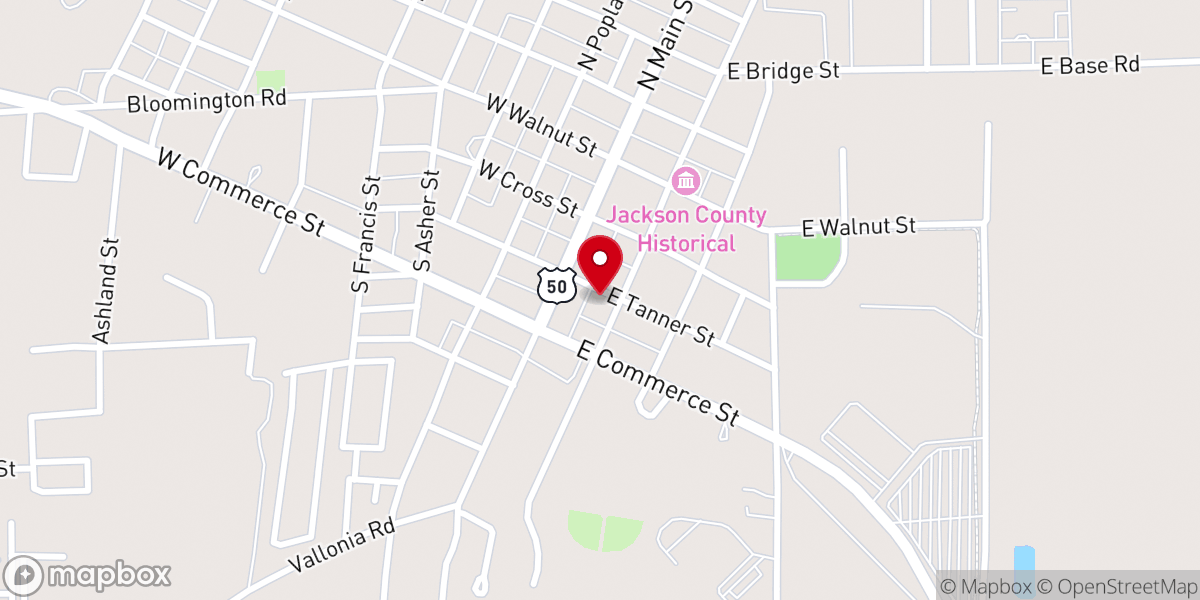 Map showing location of Brownstown Church of Christ