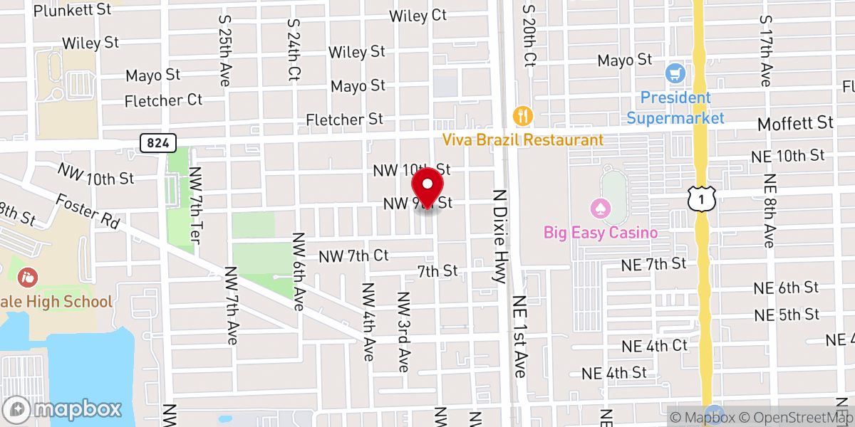 Map showing location of Hallandale Church of God