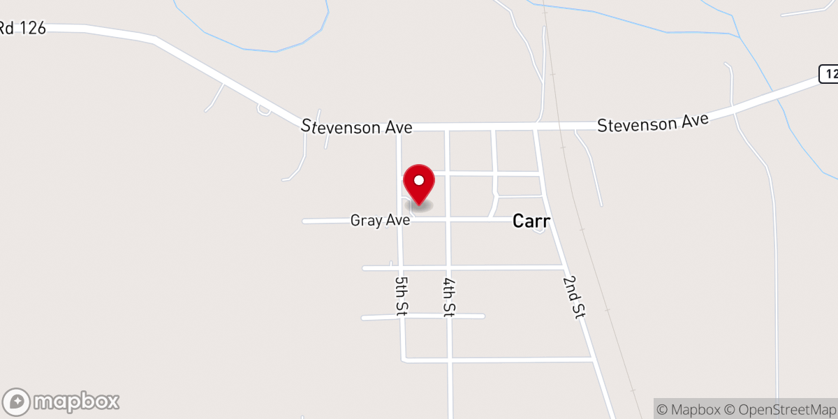 Map showing location of Carr Community Church