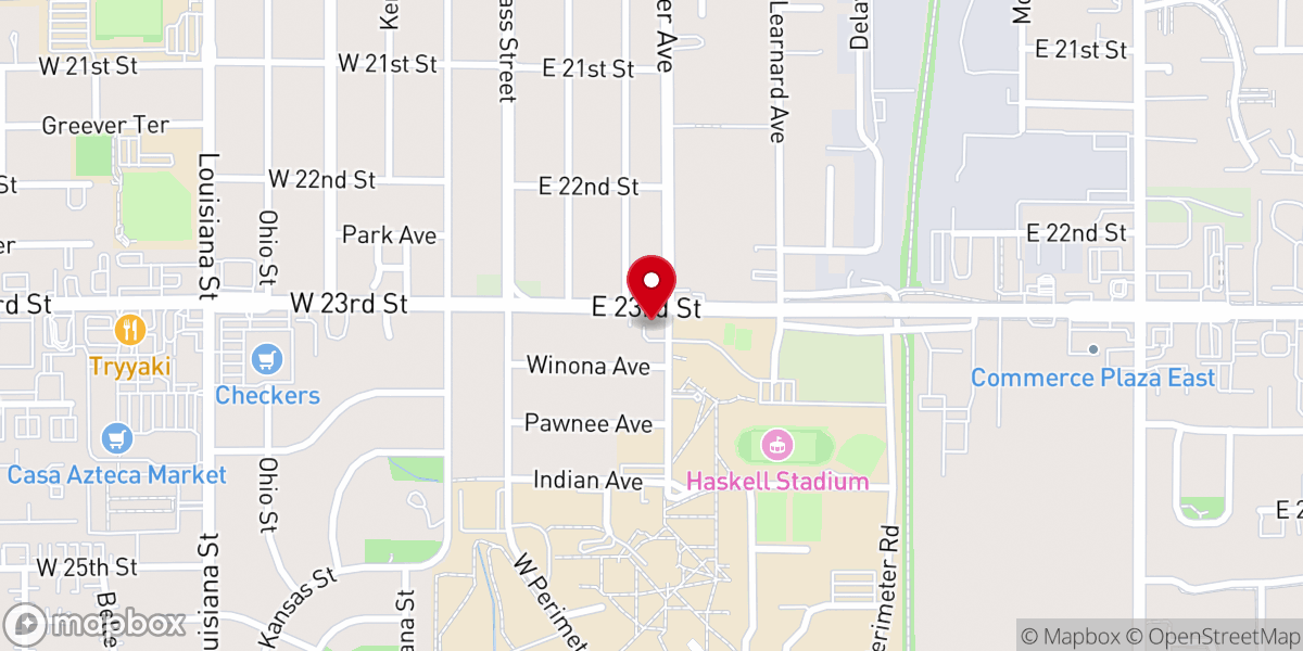 Map showing location of Haskell Catholic Campus Center