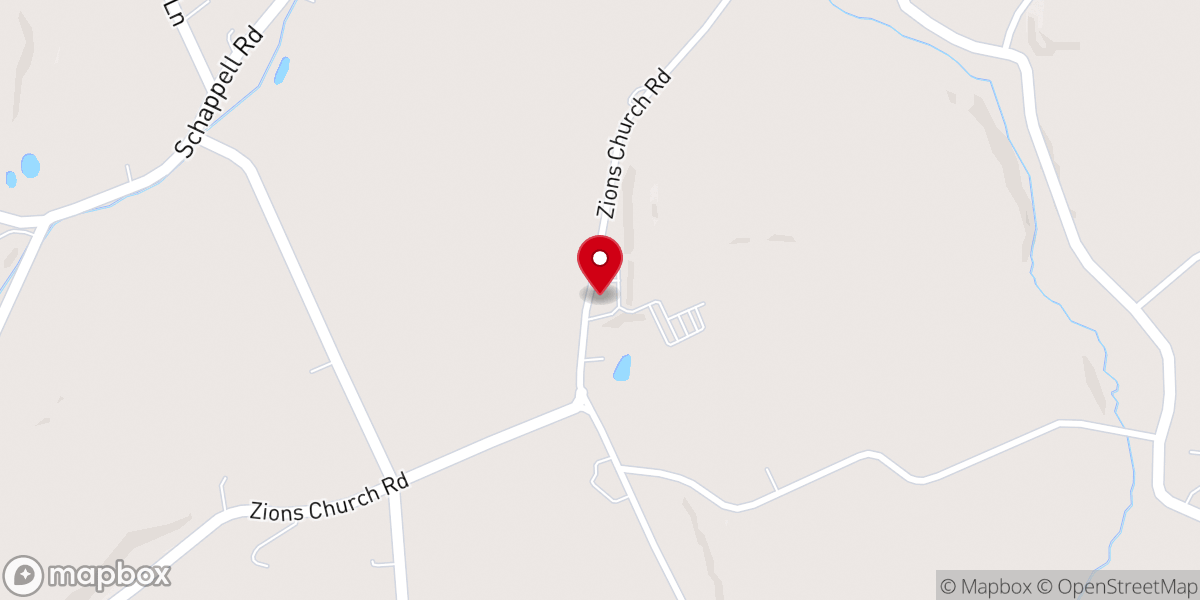 Map showing location of Zion's Church