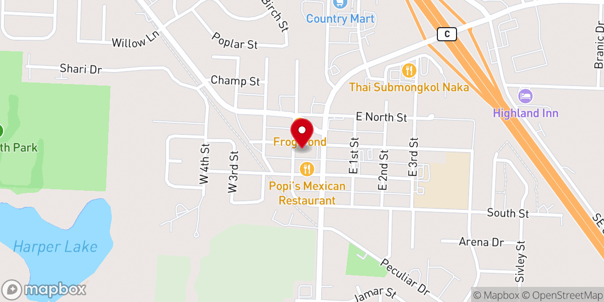 Map showing location of First Church of Peculiar