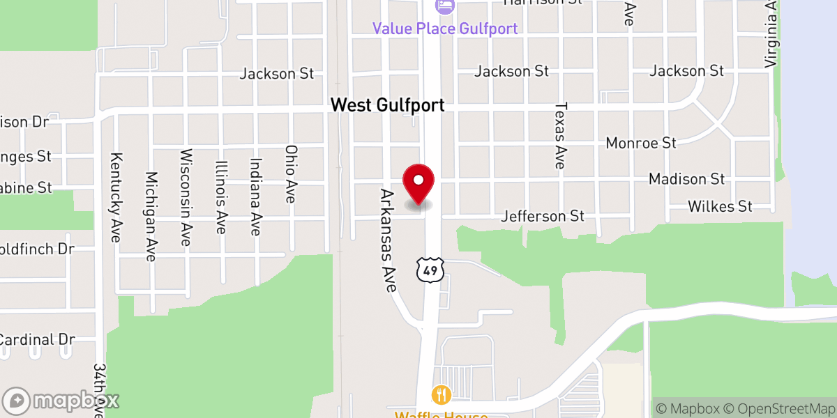 Map showing location of Greater Mt Olive Baptist Church