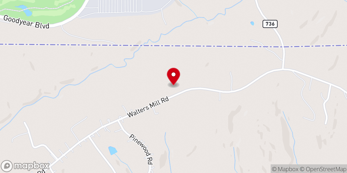 Map showing location of Shady Oak Baptist Church