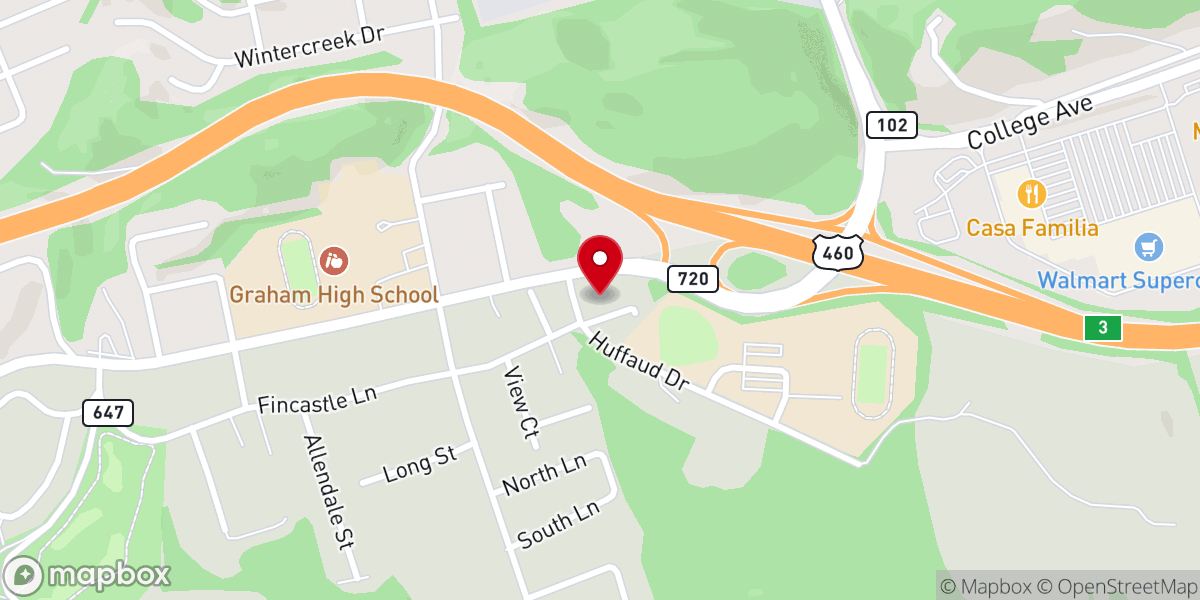 Map showing location of Fincastle Presbyterian Church