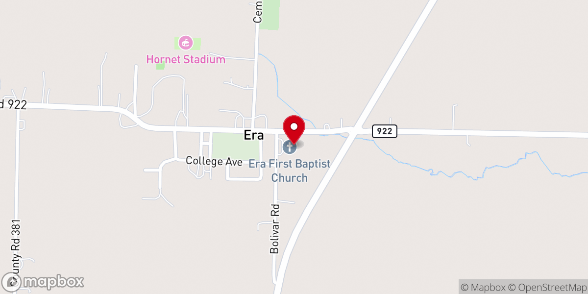 Map showing location of Era Baptist Church