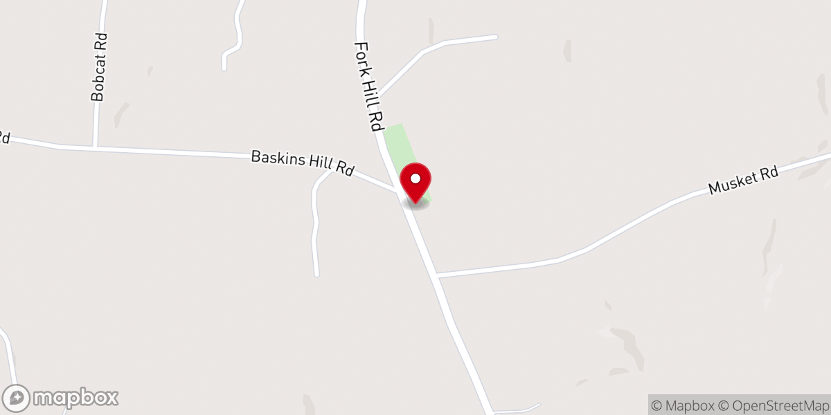 Map showing location of Fork Hill Church