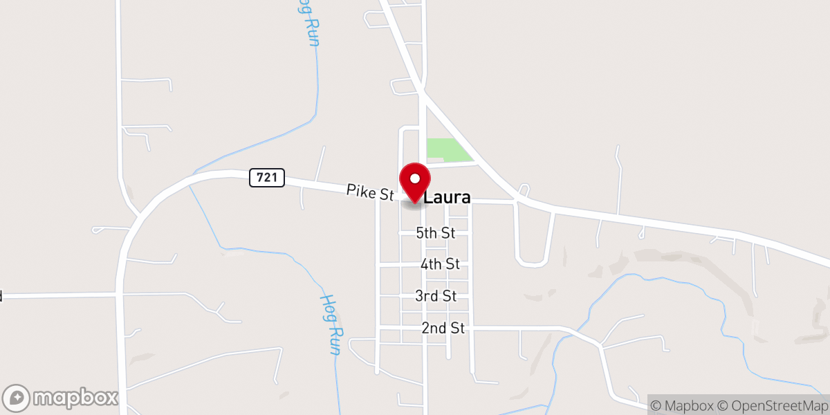 Map showing location of Laura United Church of Christ