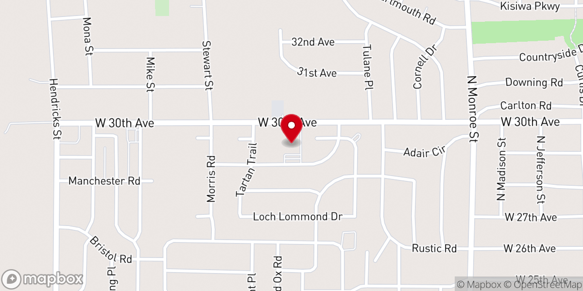 Map showing location of Countryside Baptist Church