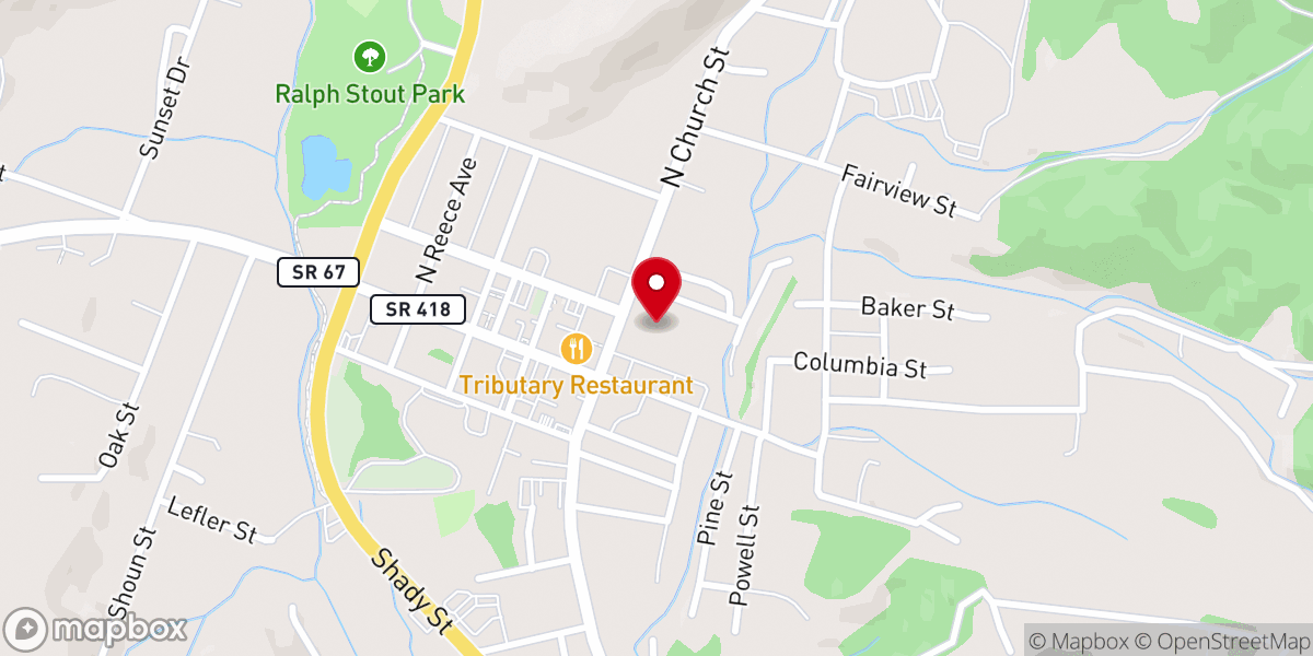 Map showing location of First United Methodist Church, Mountain City