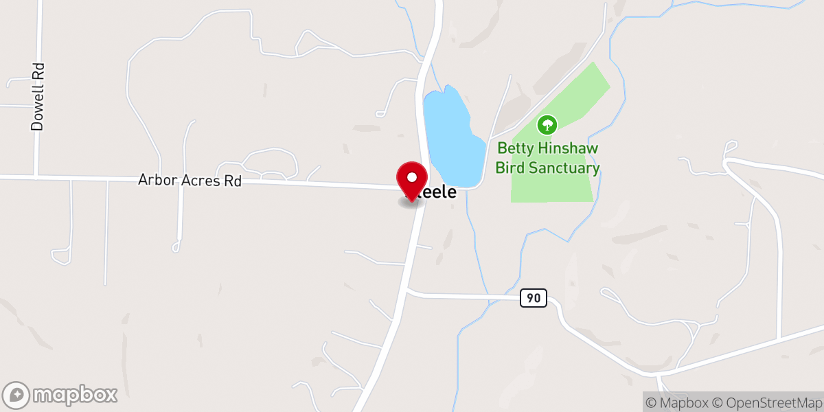 Map showing location of Thomas Lakeview Bible Church