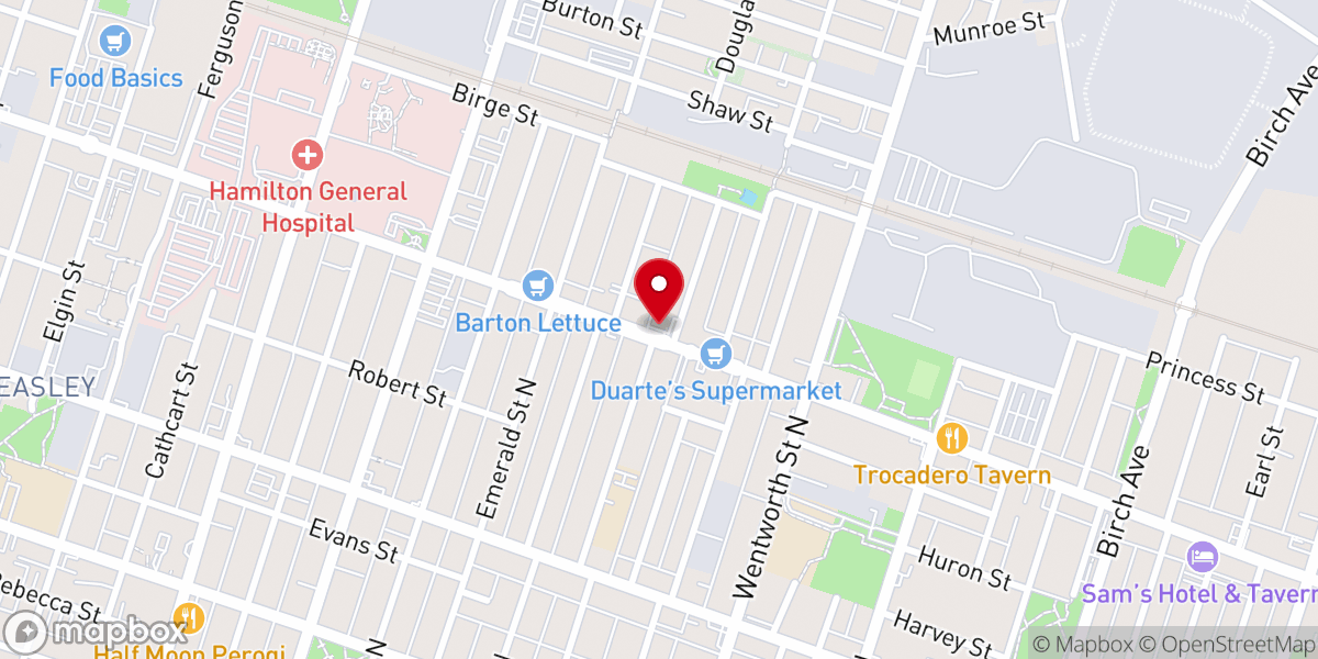 Map showing location of St. Matthew Anglican Church (1887 - 1967)