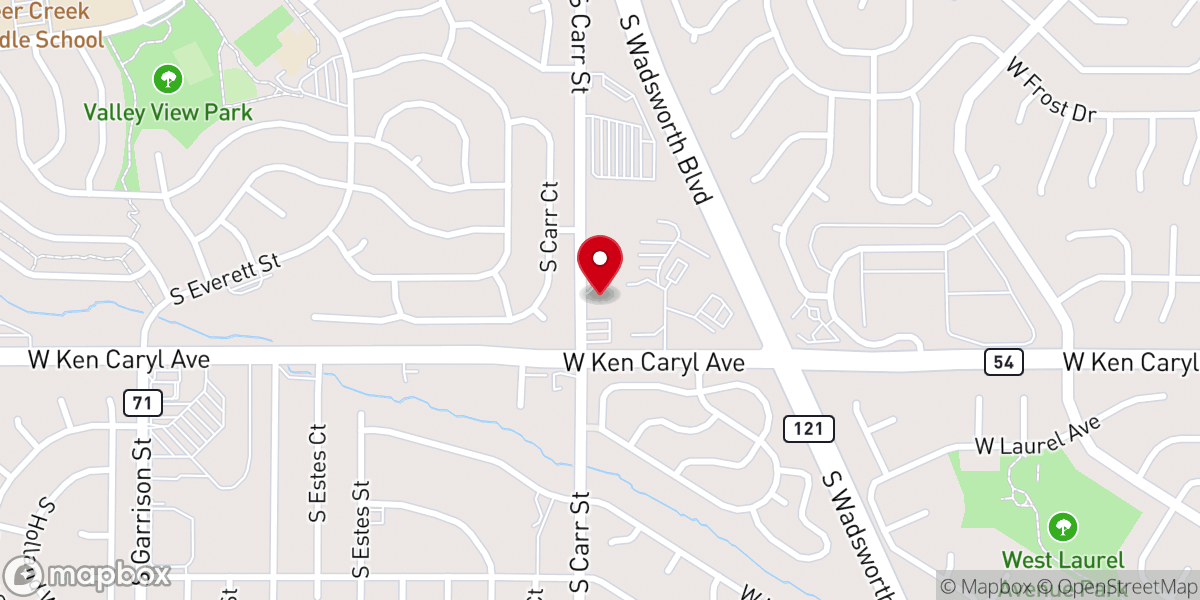 Map showing location of Ken Caryl Church