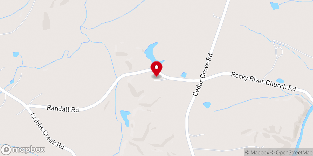 Map showing location of Rocky River Baptist Church