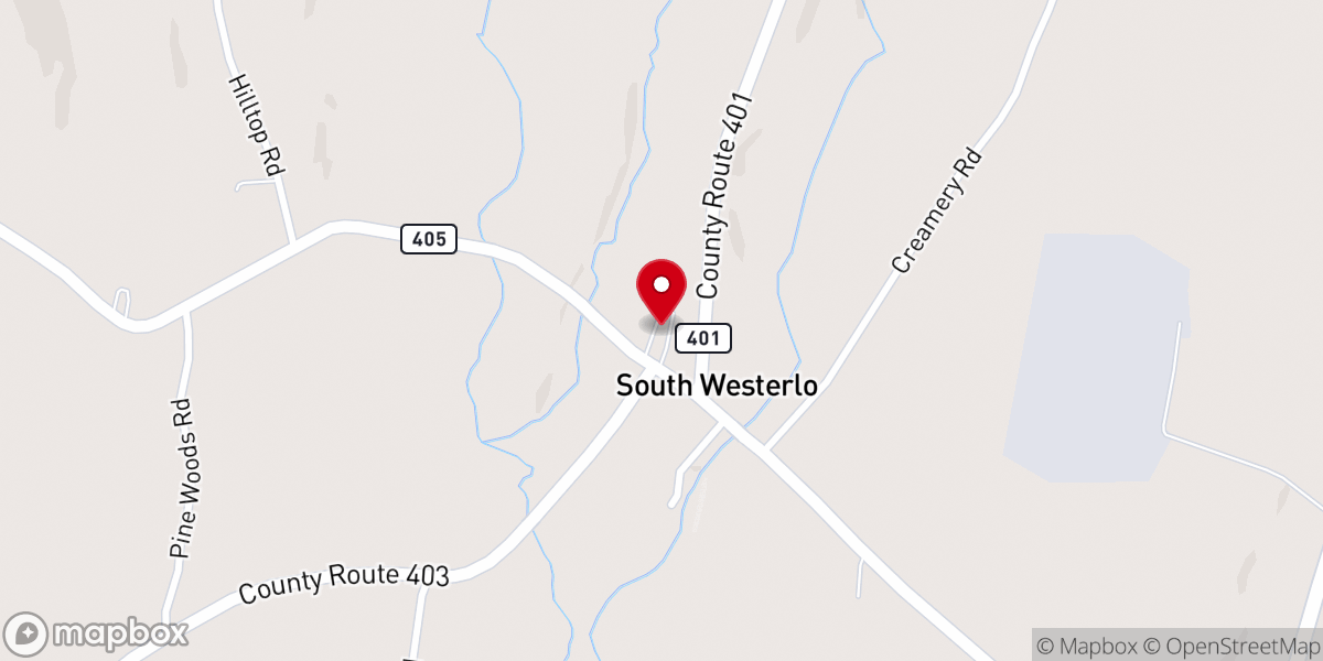 Map showing location of South Westerlo Congregational Church