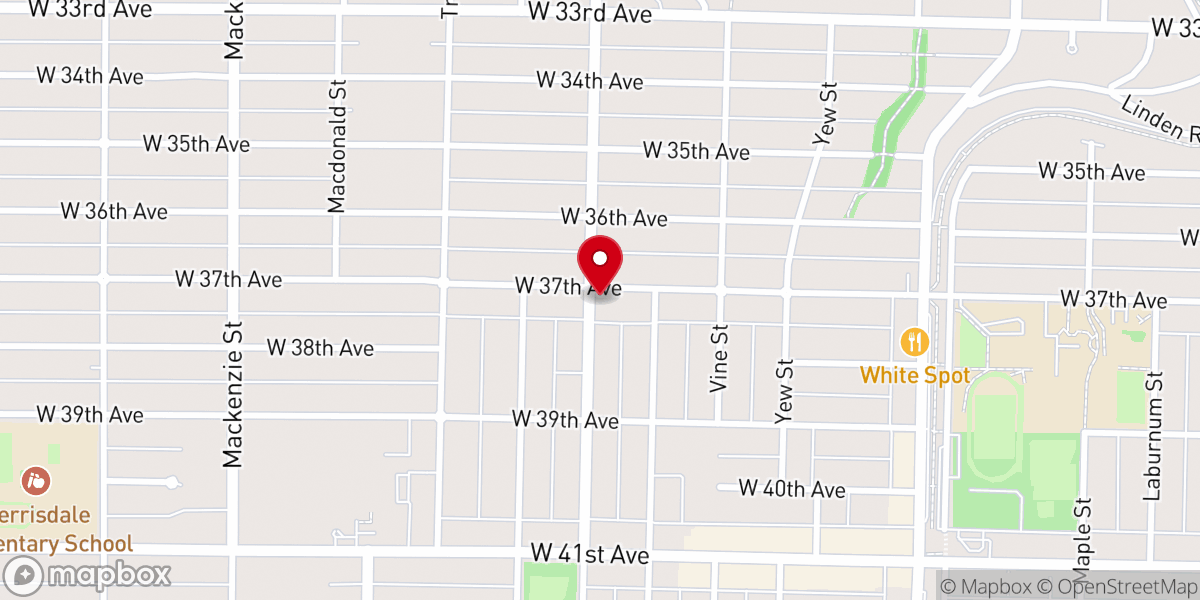 Map showing location of St. Mary's Kerrisdale