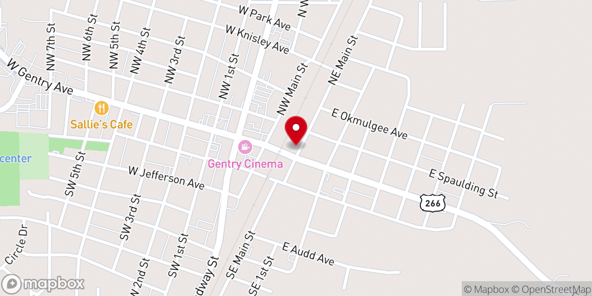 Map showing location of TH Rogers Lumber Co. Checotah
