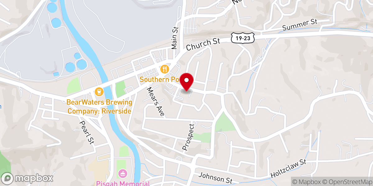 Map showing location of Canton First Baptist Church