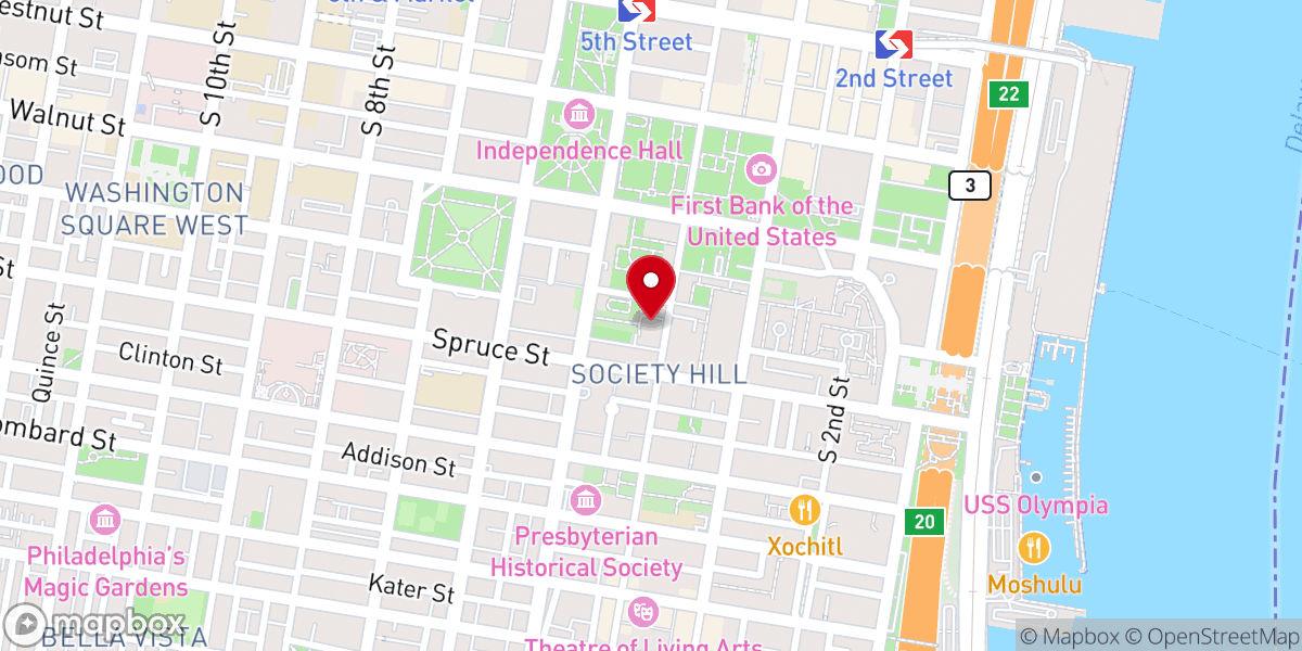 Map showing location of Old Saint Mary's Church