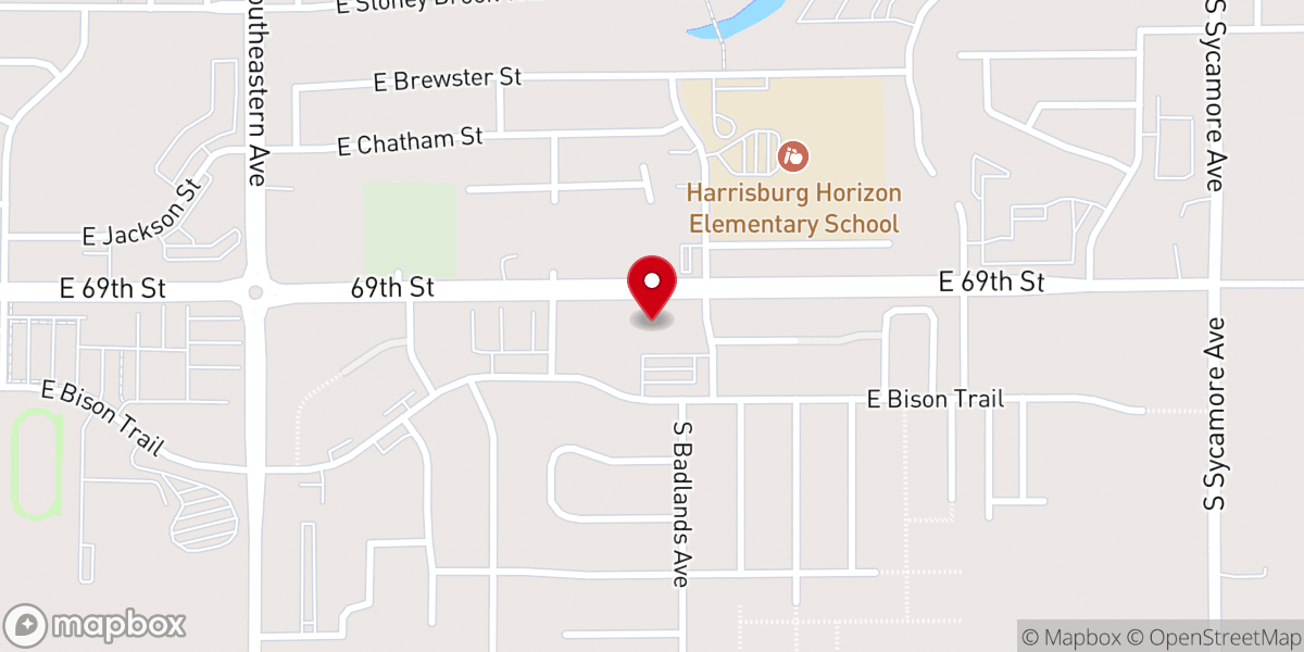 Map showing location of Harvest Church