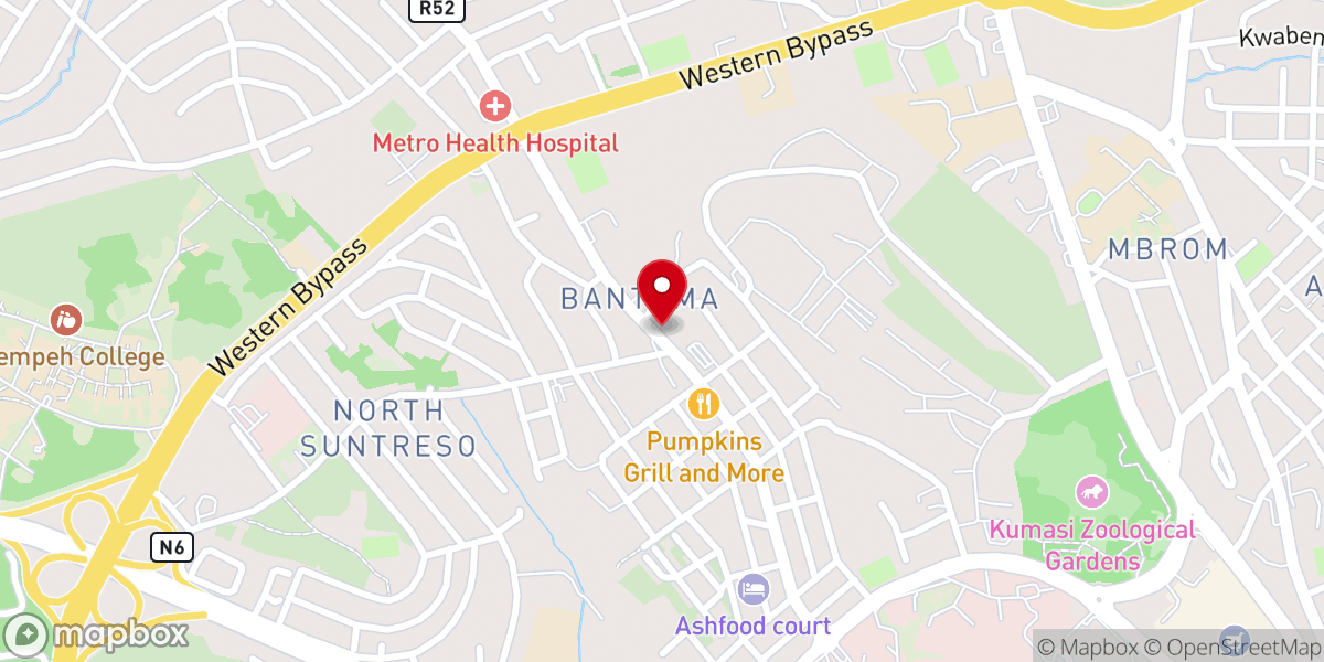 Map showing location of Calvary Temple Assemblies of God Church