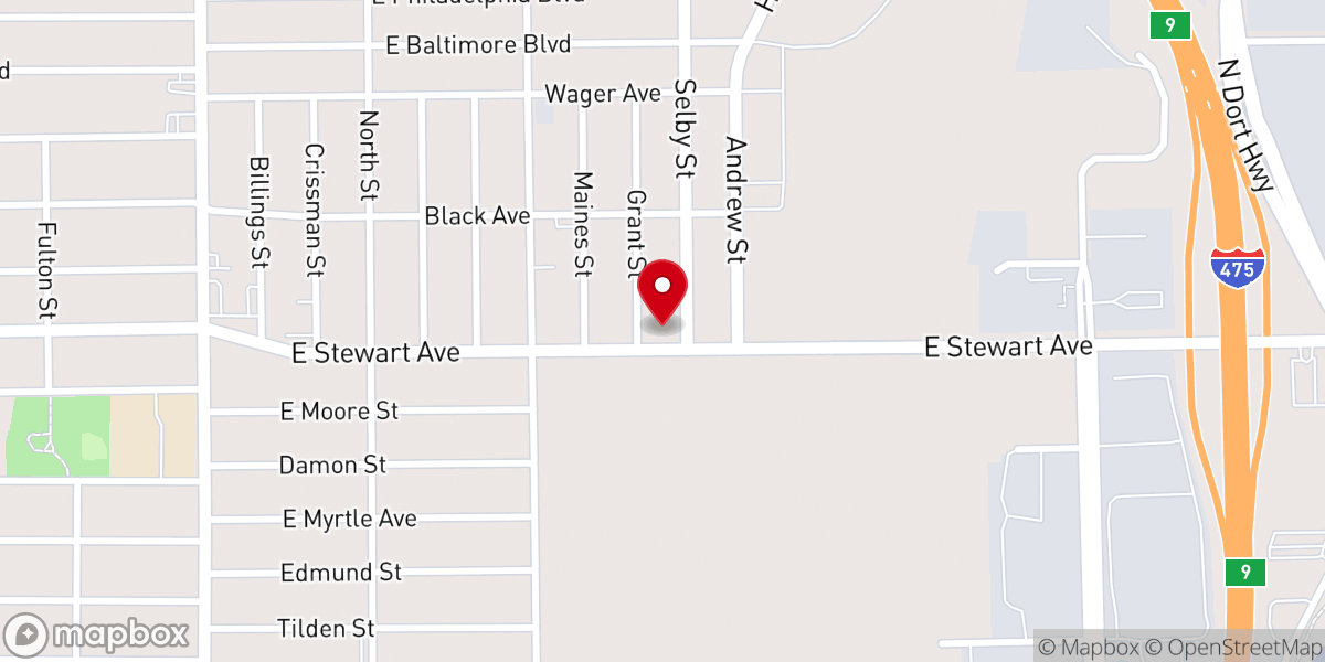 Map showing location of Antioch Missionary Baptist Church