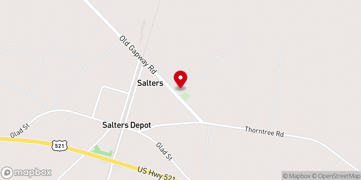Map showing location of Salters Methodist Church