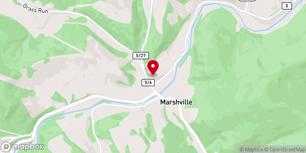 Map showing location of Marshville Baptist Church