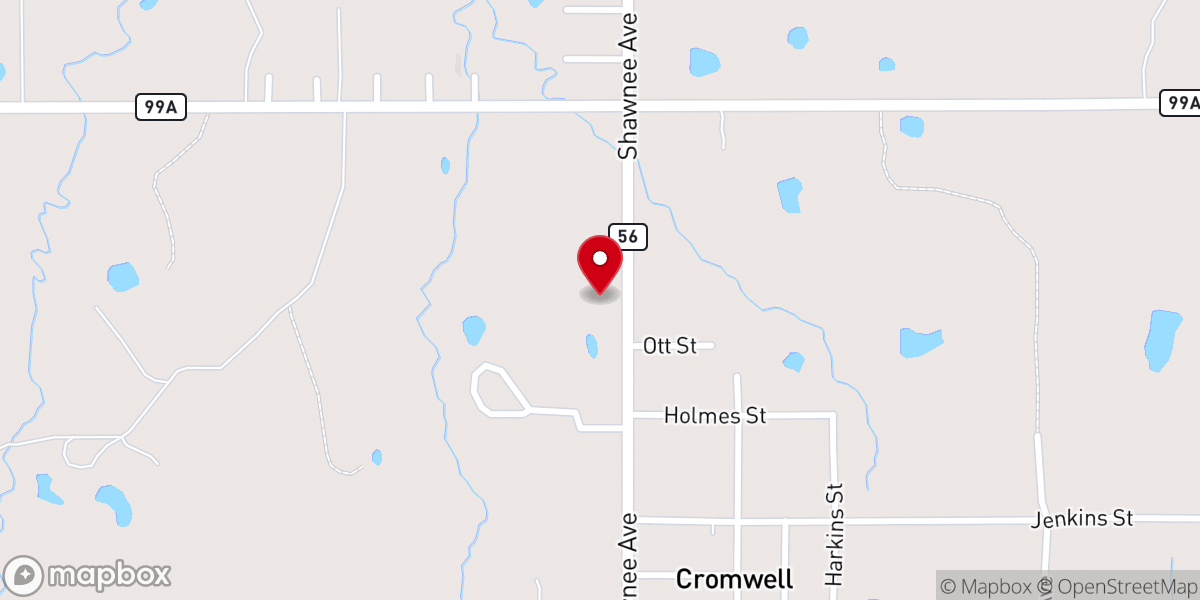 Map showing location of Cromwell First Baptist Church