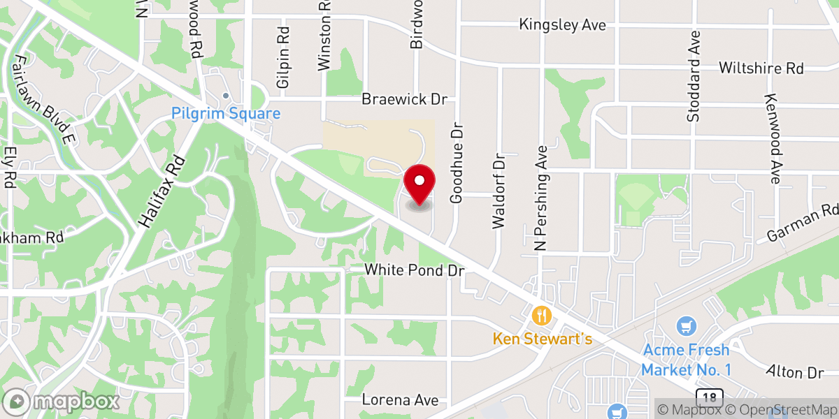 Map showing location of Fairlawn-West United Church