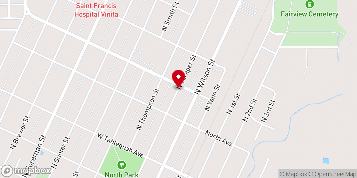 Map showing location of Green Country Christian Church