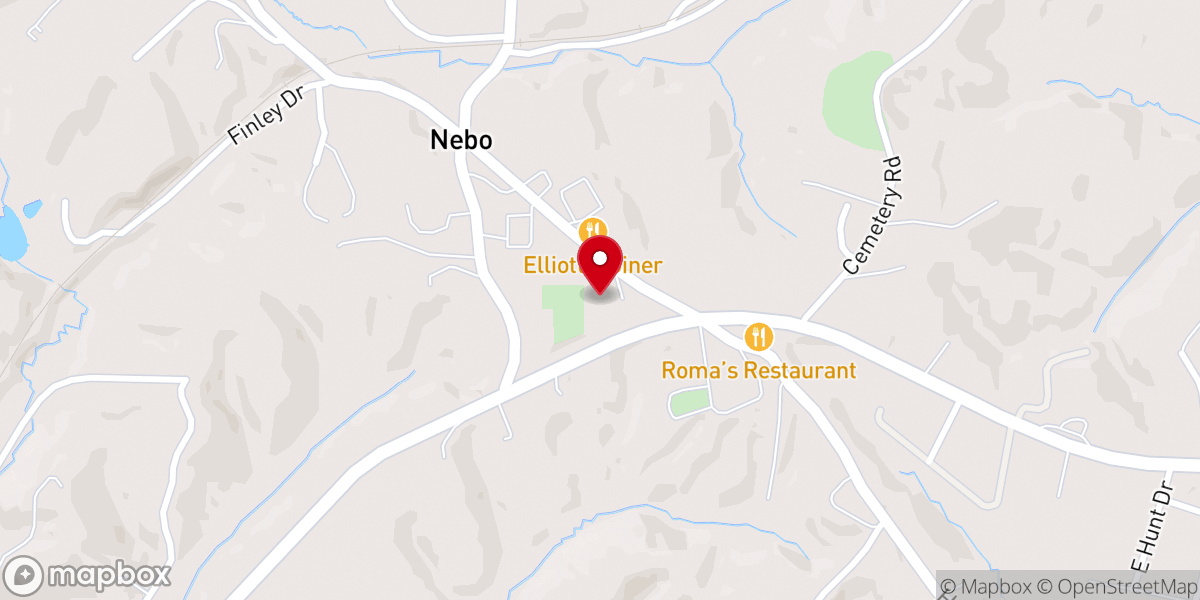 Map showing location of Nebo United Methodist Church