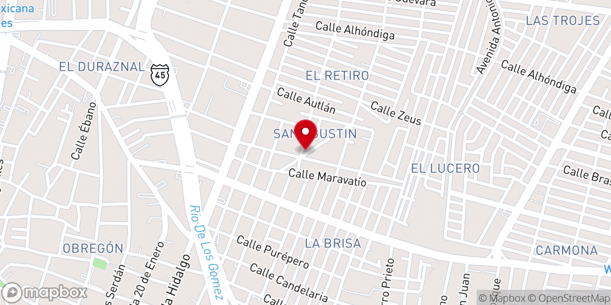 Map showing location of Templo de San Agustin