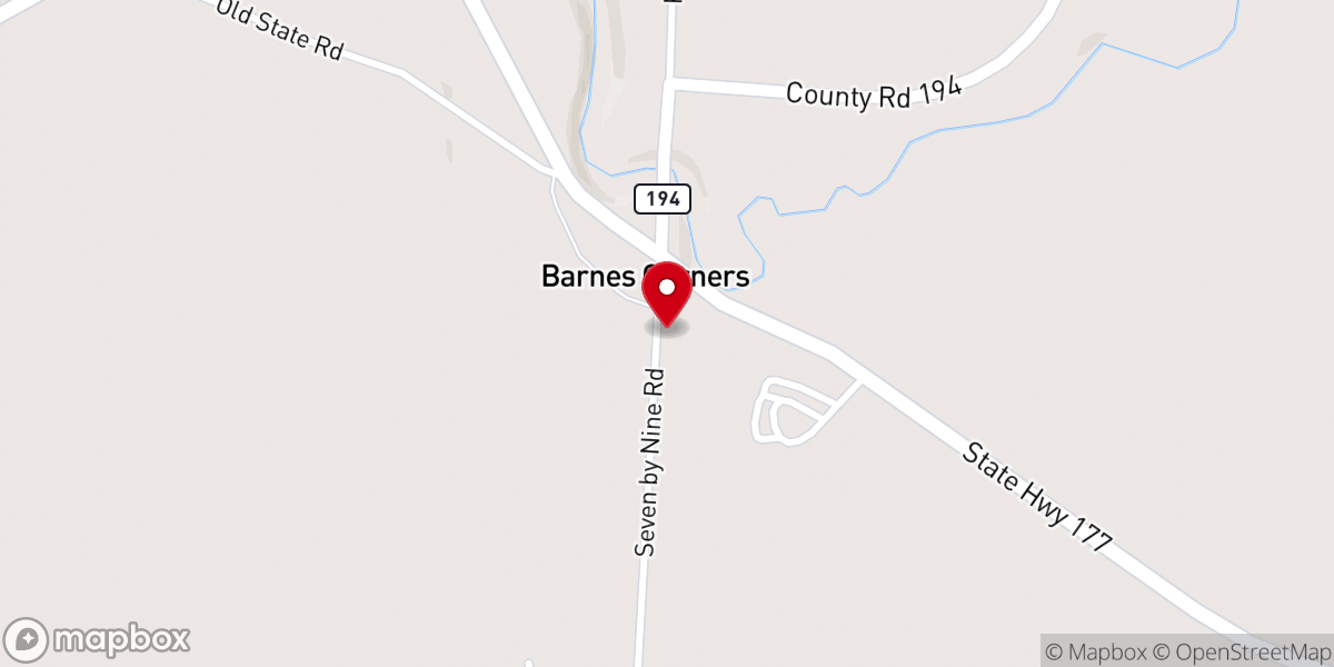 Map showing location of Barnes Corners United Methodist Church
