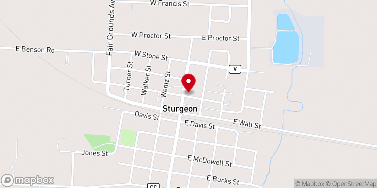 Map showing location of Sturgeon United Methodist Church