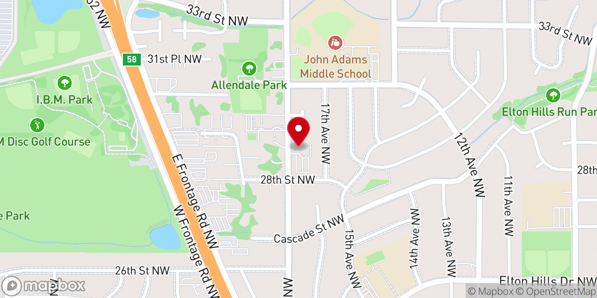 Map showing location of Mount Olive Lutheran Church