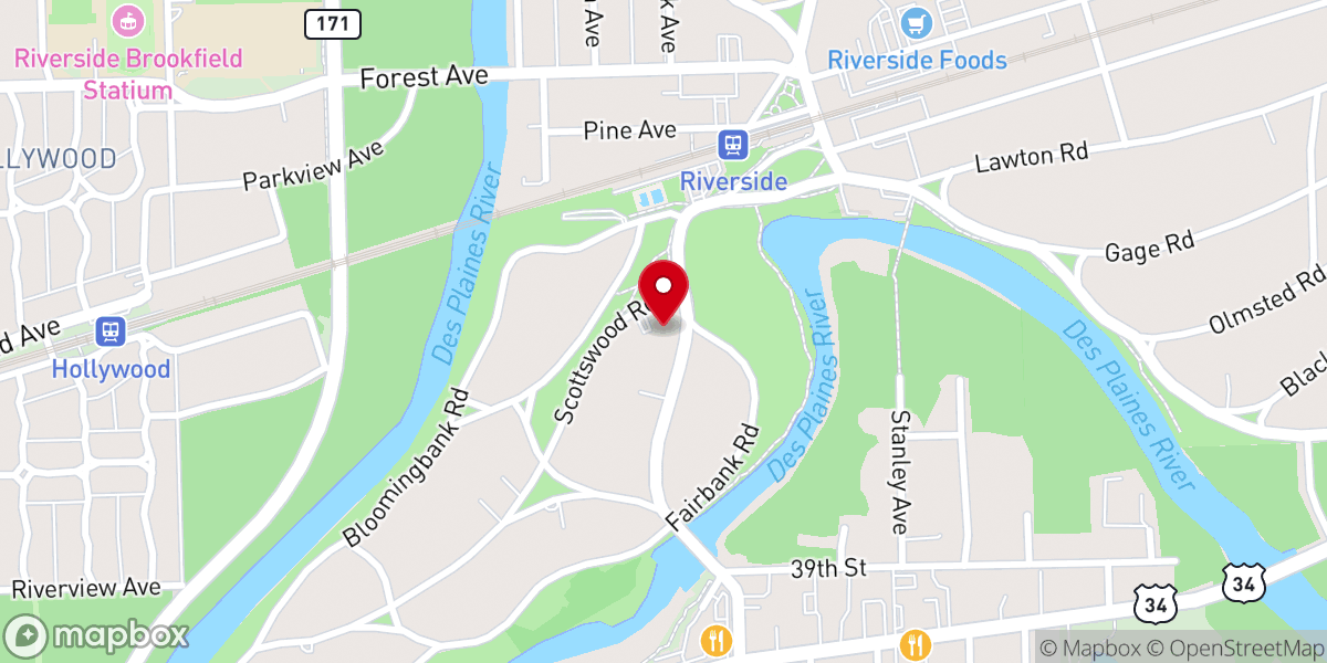 Map showing location of Riverside Presbyterian Church