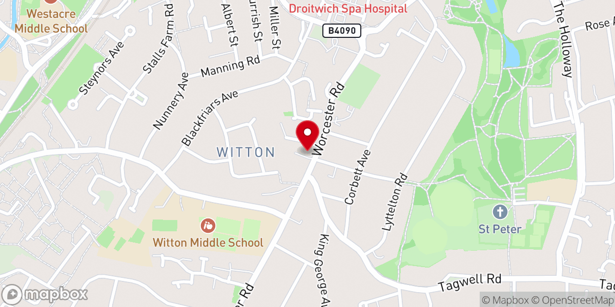Map showing location of Droitwich Methodist Church Centre