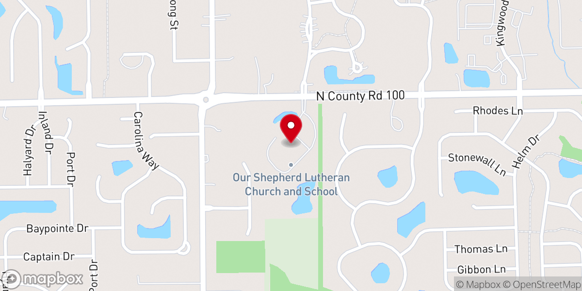 Map showing location of Our Shepherd Lutheran Church and School