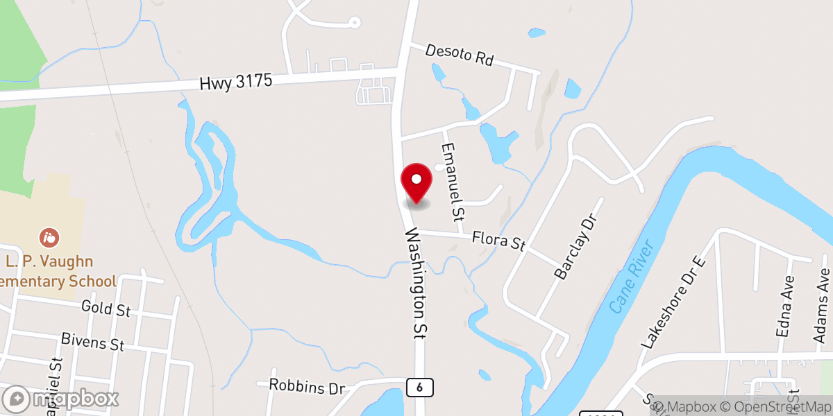 Map showing location of Grand Ecore Church of Christ