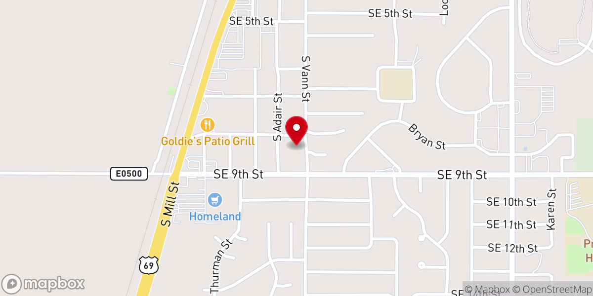 Map showing location of Church of God of Prophecy