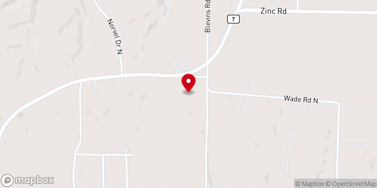 Map showing location of Ozark Baptist Church