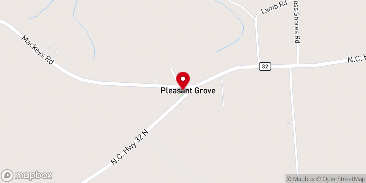 Map showing location of Pleasant Grove Methodist Church
