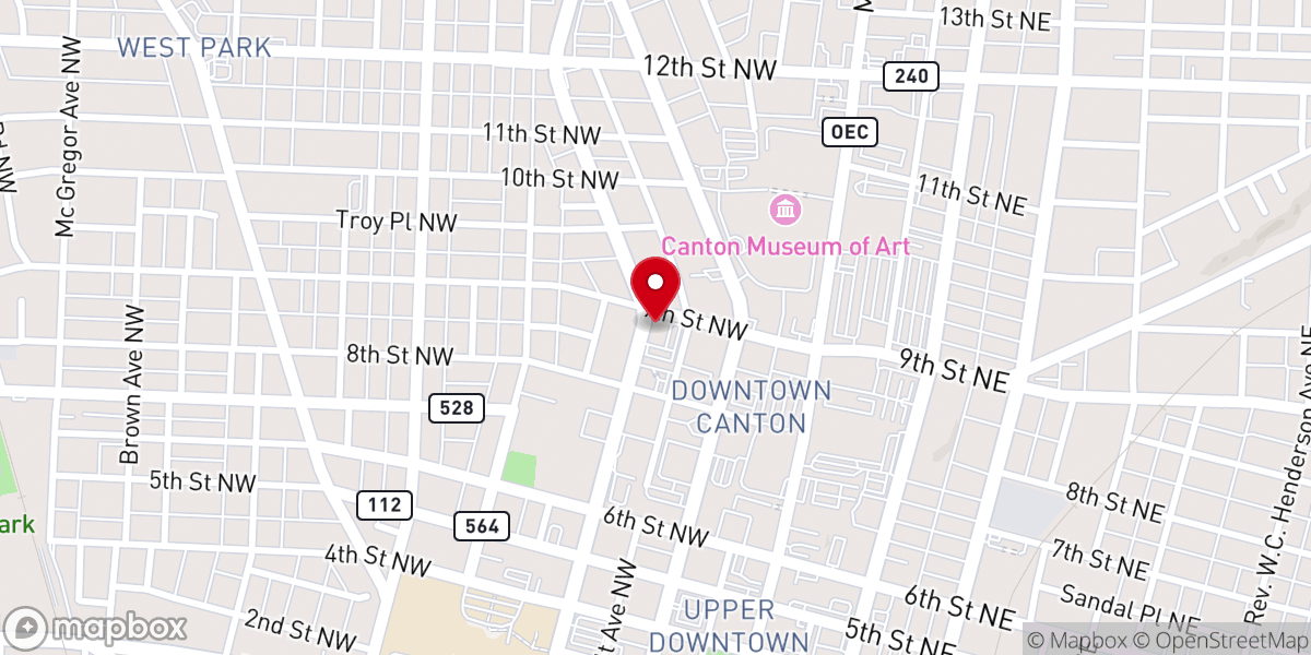 Map showing location of Catholic Charities