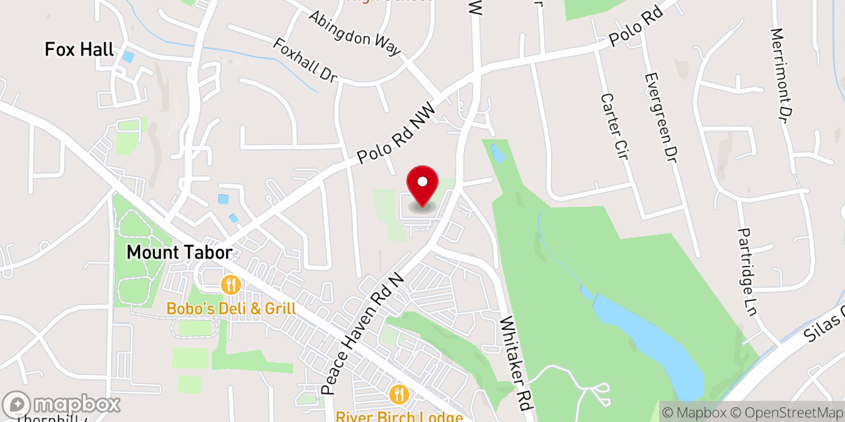 Map showing location of Hope Presbyterian Church